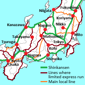 JR network in central Japan