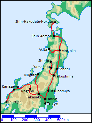 Tokuku, Joetsu, Hokuriku, Yamagata, Akita Shinkansen