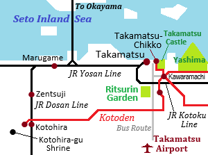 Railway map of Kotoden