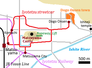 Railway map of Iyotetsu