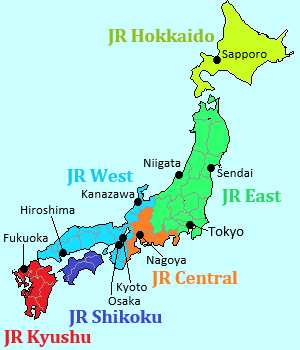 Map of each JR companies