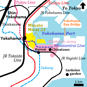 Railway map of Yokohama city