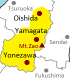 Map of southern area in Yamagata Prefecture
