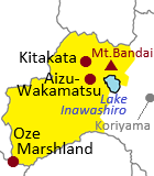 Map of Aizu area in Fukushima Prefecture