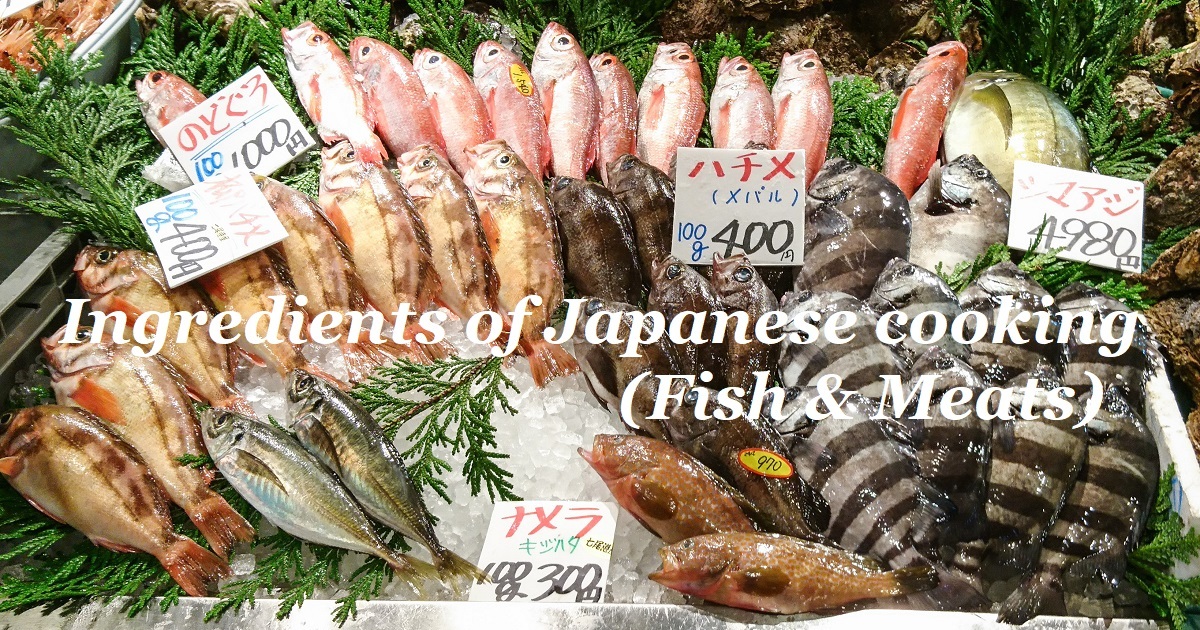 Ingredients of Japanese cooking (Fish, Meats, Egg)